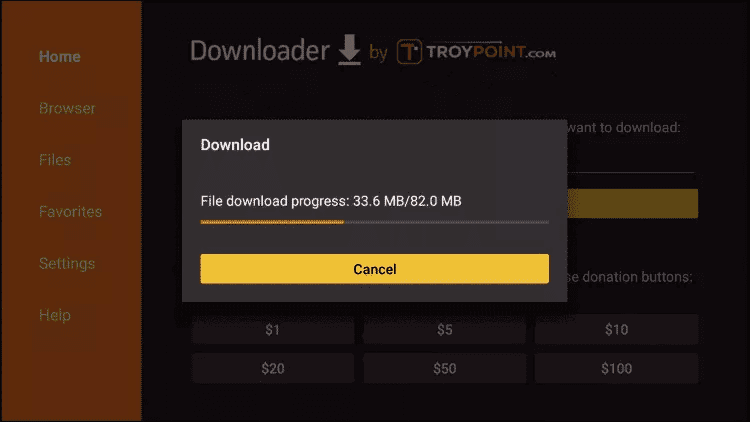 IPTV Smarters Pro APK downloading through Downloader on Firestick